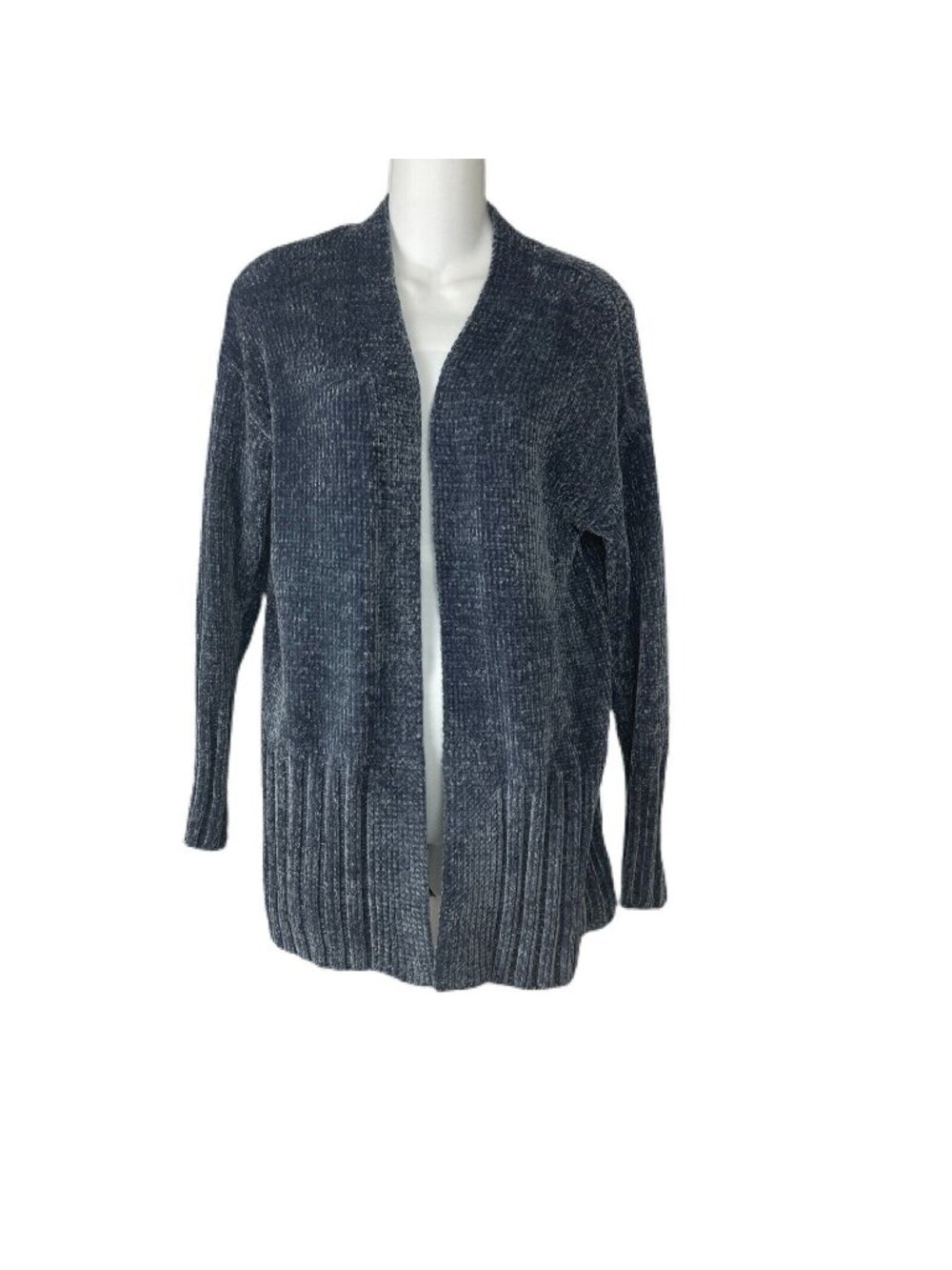 A New Day Womens Open Front Cardigan Blue XS Chenille Soft Lightweight Pre-Owned